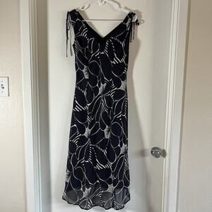 VTG 90s Y2K Black Flocked Floral Whimsigoth Dark Fairy Maxi Dress Sz M